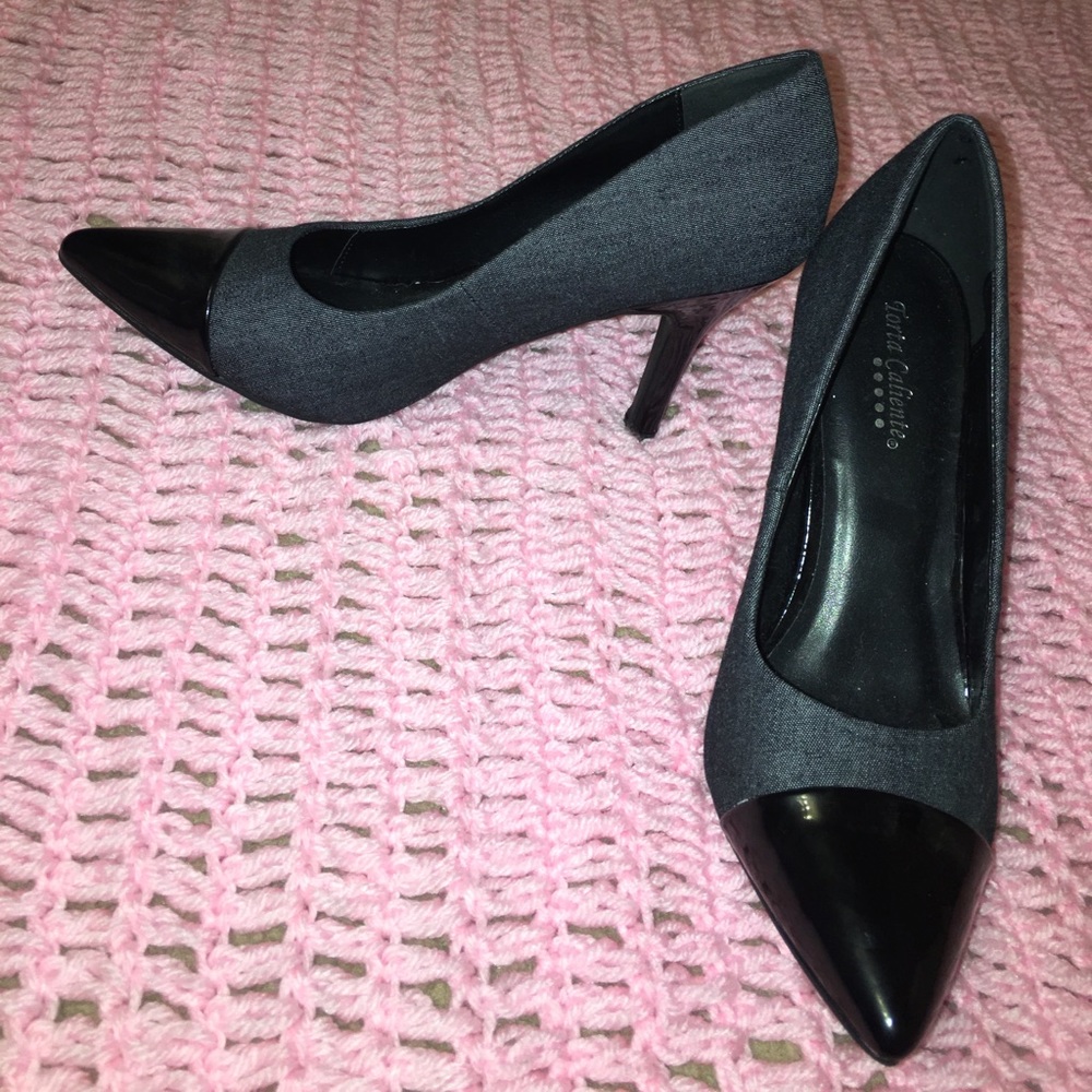 Jean and black high heels